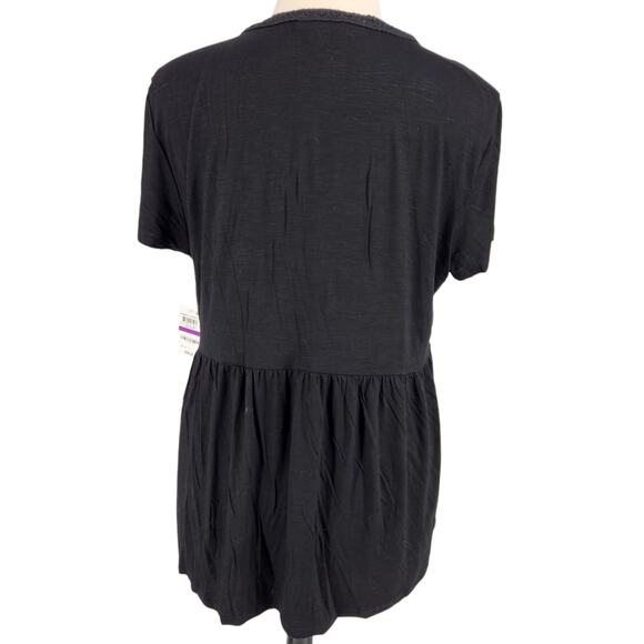 SALE Style & Co Spring Awakens Lace Bodice Top in Deep Black Size XXL - Picture 4 of 5